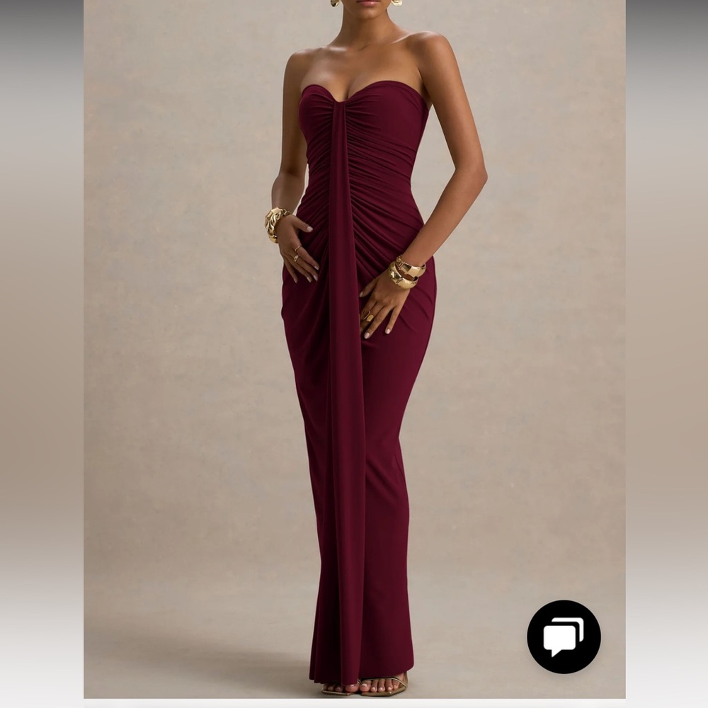 Club L London Strapless Burgundy Gown